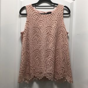 WORTHINGTON pink lace shell top, size petite small